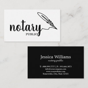 Notary Public Elegant Script Plain Black & White Business Card