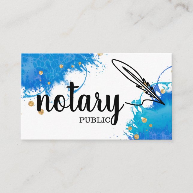 Notary Public Elegant Script Plain Black &  White  Business Card (Front)
