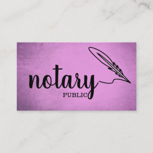 Notary Public Elegant Script Plain Black &  White Business Card