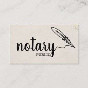 Notary Public Elegant Script Plain Black &  White  Business Card