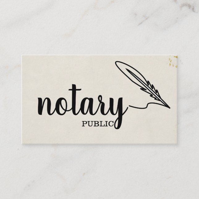 Notary Public Elegant Script Plain Black &  White  Business Card (Front)