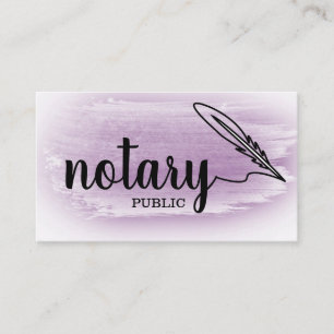 Notary Public Elegant Script Plain Black &  White  Business Card