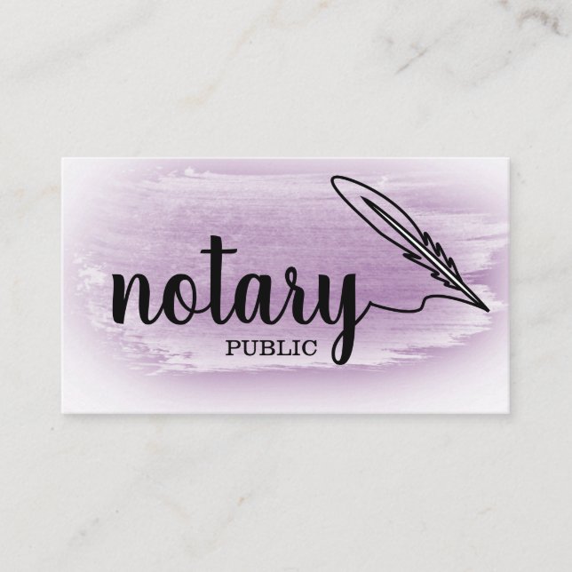 Notary Public Elegant Script Plain Black &  White  Business Card (Front)