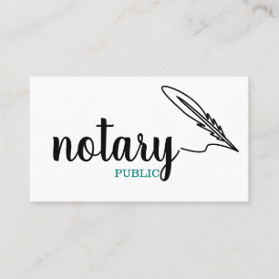 Notary Public Elegant Script Plain Black &  White  Business Card
