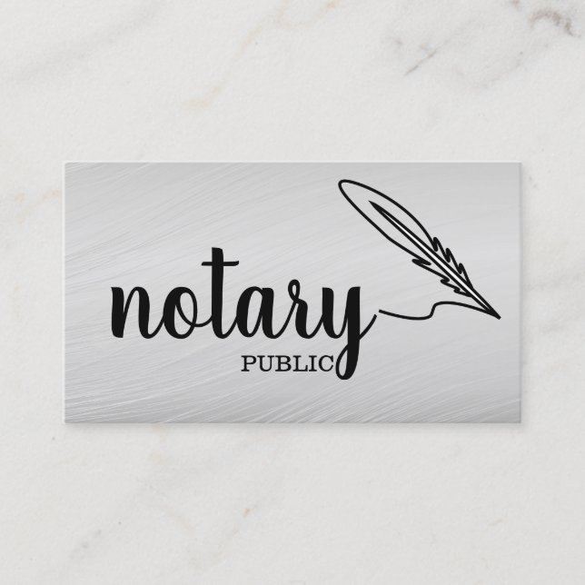 Notary Public Elegant Script Plain Business Card (Front)