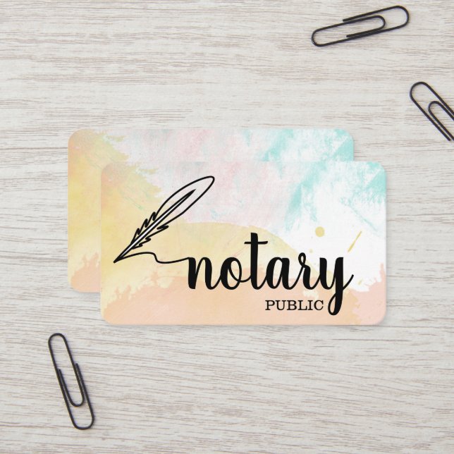 Notary Public Elegant Script Plain Business Card (Front/Back In Situ)