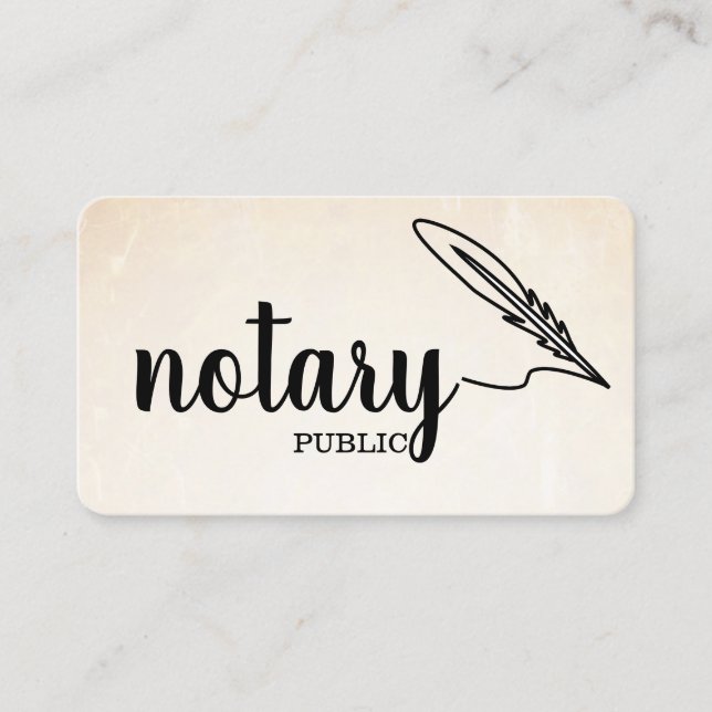 Notary Public Elegant Script Plain Business Card (Front)