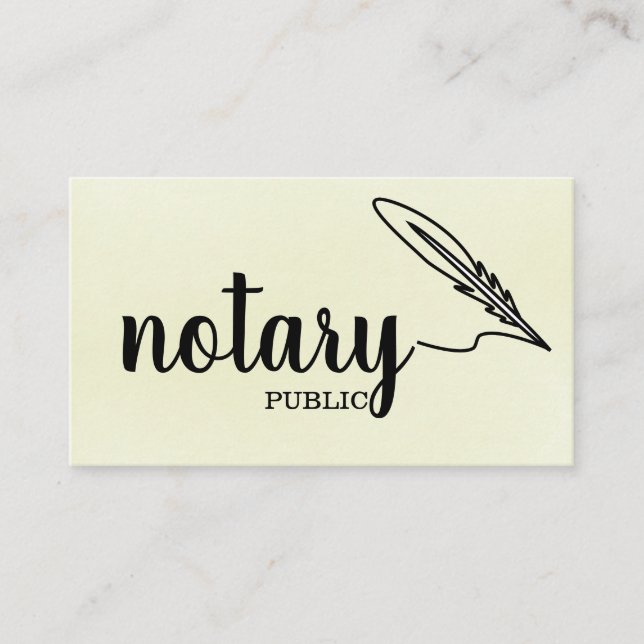 Notary Public Elegant Script Plain Business Card (Front)