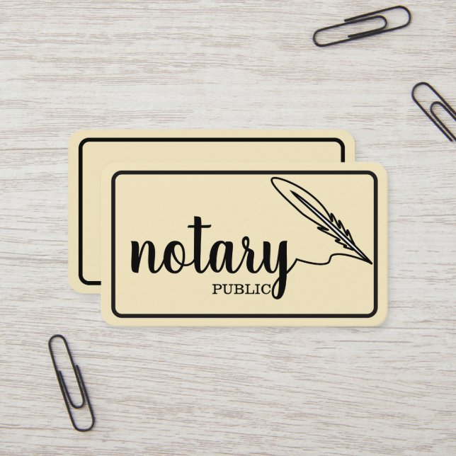 Notary Public Elegant Script Plain Business Card (Front/Back In Situ)