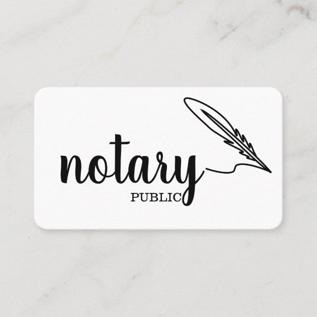 Notary Public Elegant Script Plain Business Card (Front)