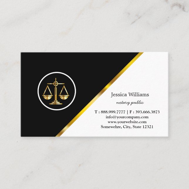 Notary Public Elegant Script Plain Business Card (Front)