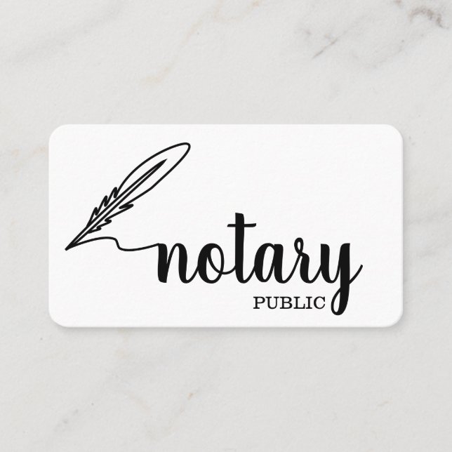 Notary Public Elegant Script Plain Business Card (Front)
