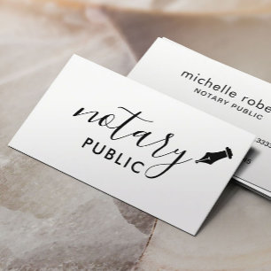 Notary Public Elegant Script Plain Business Card