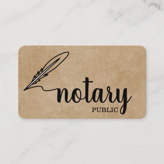 Notary Public Elegant Script Plain Business Card (Front)