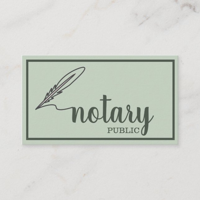 Notary Public Elegant Script Plain Business Card (Front)