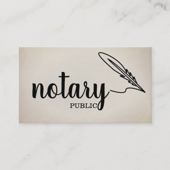 Notary Public Elegant Script Plain  Business Card (Front)