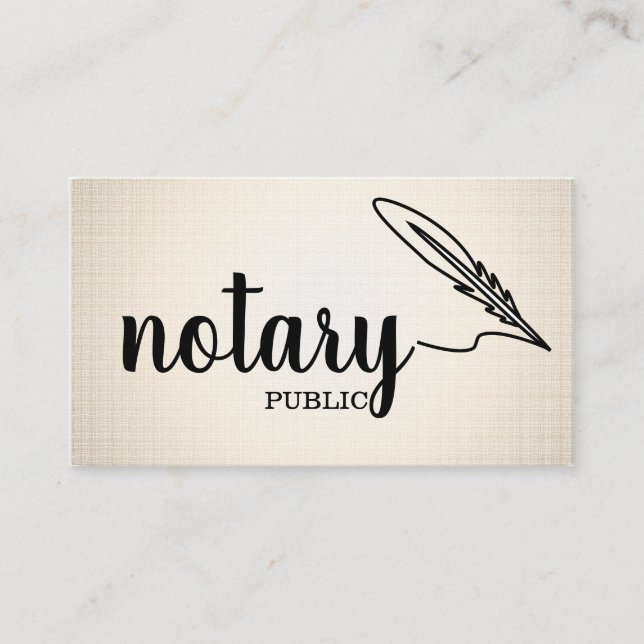 Notary Public Elegant Script Plain  Business Card (Front)