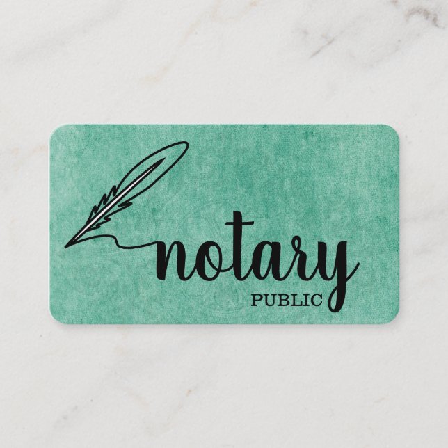 Notary Public Elegant Script Plain Business Card (Front)