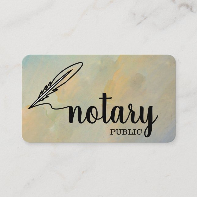 Notary Public Elegant Script Plain Business Card (Front)