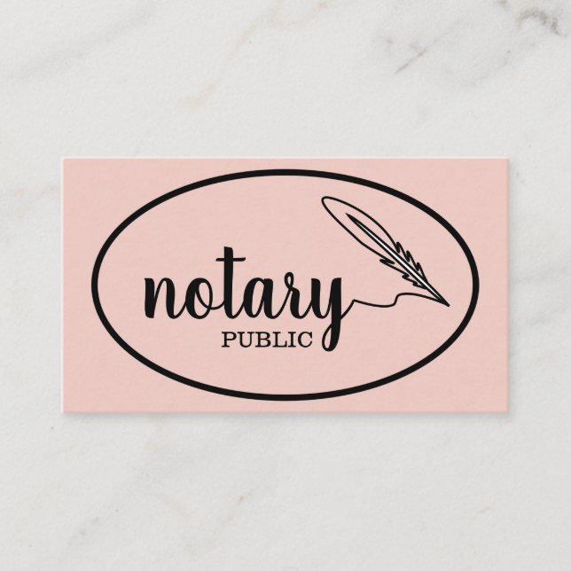 Notary Public Elegant Script Plain Business Card (Front)