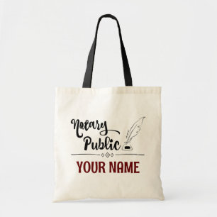 Notary Public Feather Quill Your Name Customized Tote Bag
