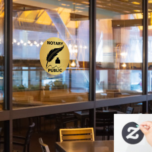 Notary Public Gold Black Ink Front Window Cling