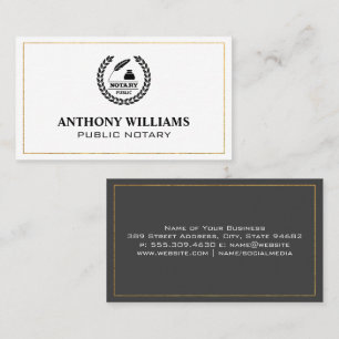 Notary Public Gold Border Frame Business Card