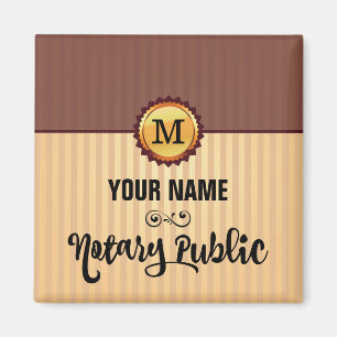 Notary Public Gold Seal Monogram Name Magnet