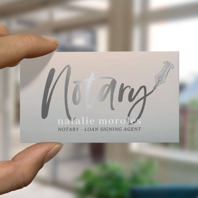 Notary Public Loan Agent Modern Silver Typography Business Card (Creator Uploaded)