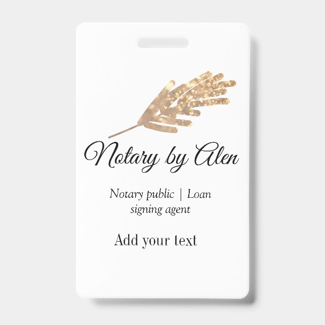 Notary public Loan signing agent add name address  ID Badge (Front)