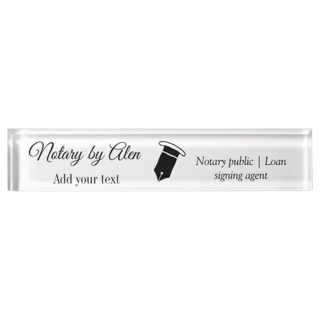 Notary public Loan signing agent add name address  Nameplate (Front)