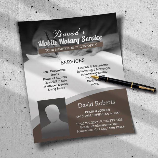 Notary Public Loan Signing Agent Brown Photo Flyer (Creator Uploaded)