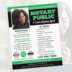 Notary Public Loan Signing Agent Green Editable Flyer