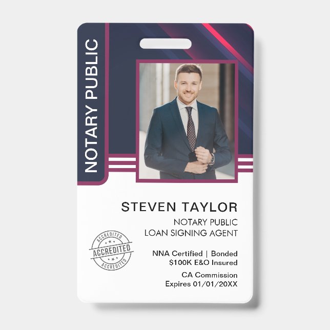 Notary Public Loan Signing Agent ID Badge (Front)
