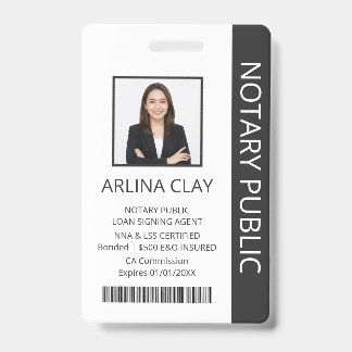 Notary Public Loan Signing Agent ID Badge Black