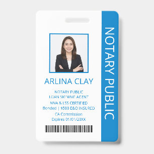 Notary Public Loan Signing Agent ID Badge Blue