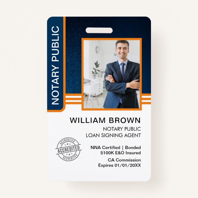 Notary Public Loan Signing Agent ID ID Badge (Front)