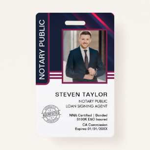 Notary Public Loan Signing Agent ID ID Badge