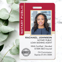 Notary Public Loan Signing Agent ID Red Gold