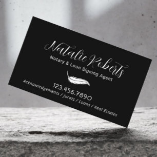 Notary Public Loan Signing Agent Minimalist Black Business Card