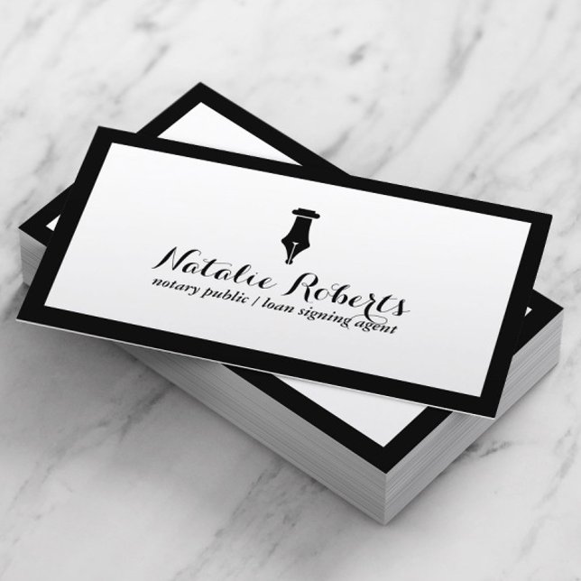 Notary Public Loan Signing Agent Minimalist Border Business Card (Creator Uploaded)