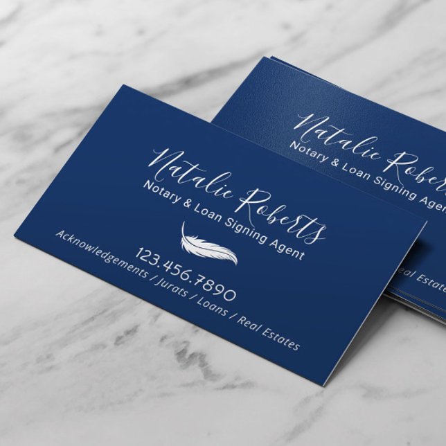 Notary Public Loan Signing Agent Minimalist Navy Business Card (Creator Uploaded)