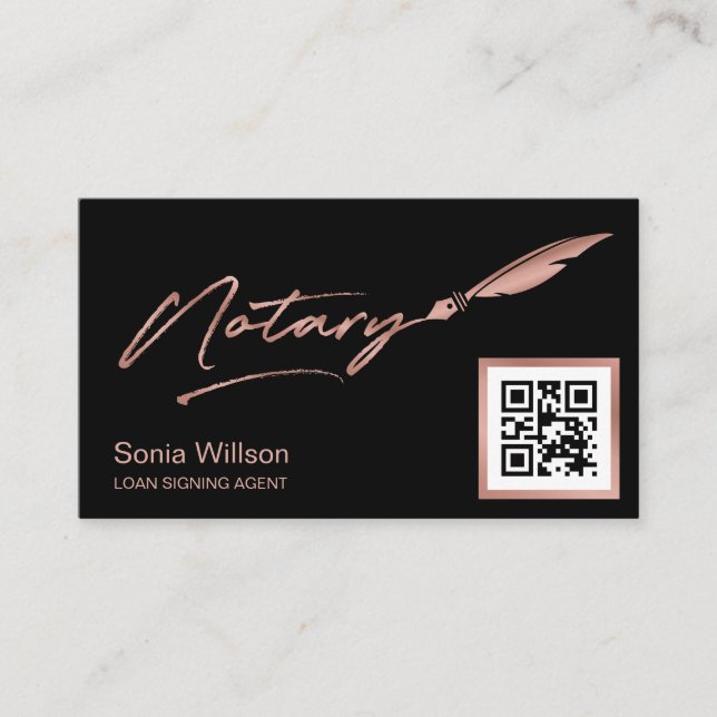 Notary Public Loan Signing Agent Modern QR Code Bu Business Card (Front)