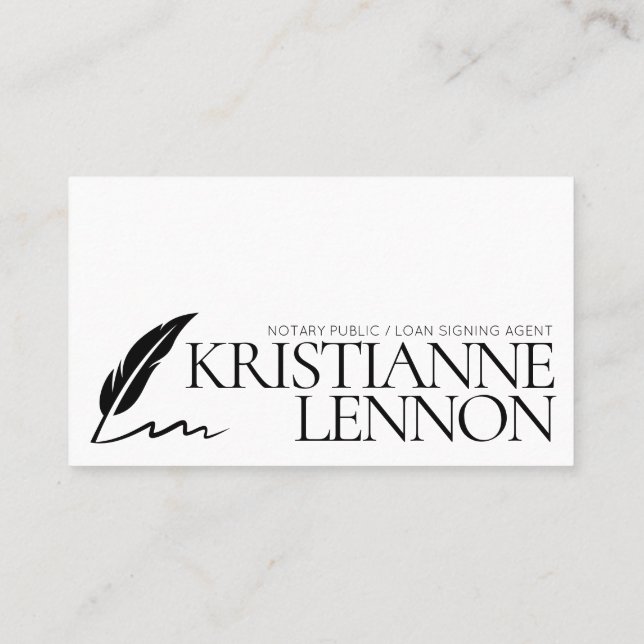 Notary Public/Loan Signing Agent Simple Modern Business Card (Back)