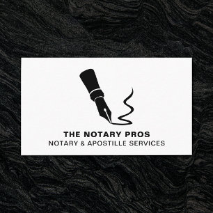 Notary Public Loan Signing Modern Fountain Pen Business Card