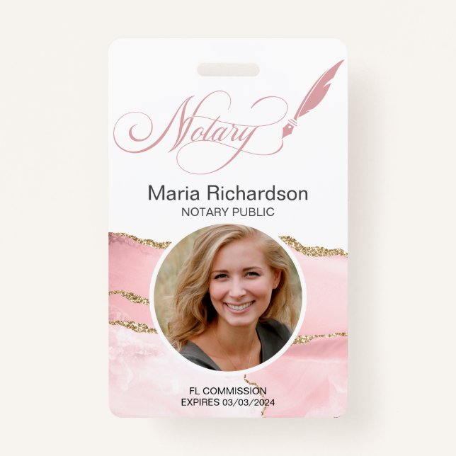Notary public Loan Signing Photo Name Badge ID Badge (Front)