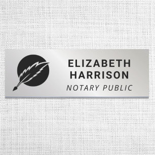 Notary Public Logo Silver Name Tag