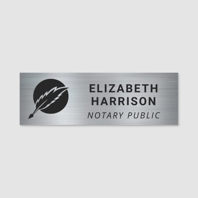 Notary Public Logo Silver Name Tag (Front)