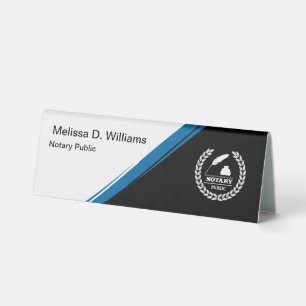 Notary Public Logo Tent Style Desk Name Plaque