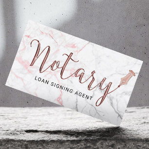 Notary Public Marble Rose Gold 3D Typography Business Card